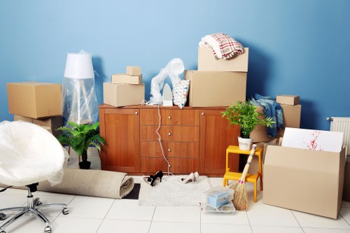 Moving van and residential flat access in Colliers Wood