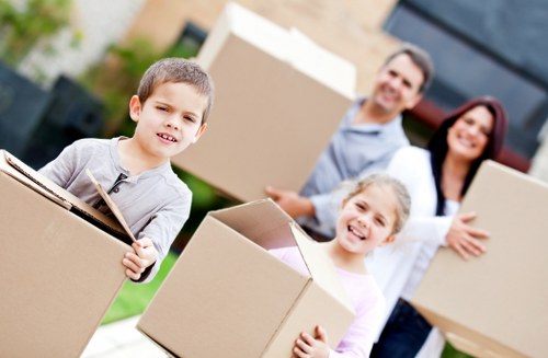 Packed boxes and household items ready for a student move in South West London