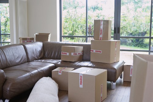 Professional moving crew following health and safety procedures